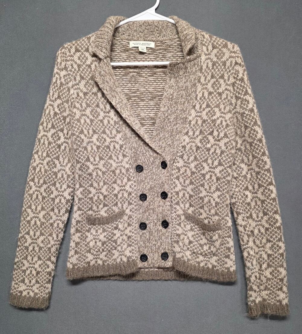Banana Republic Alpaca Wool Double Breasted Cardigan Fair Isle Blazer Coat XSP